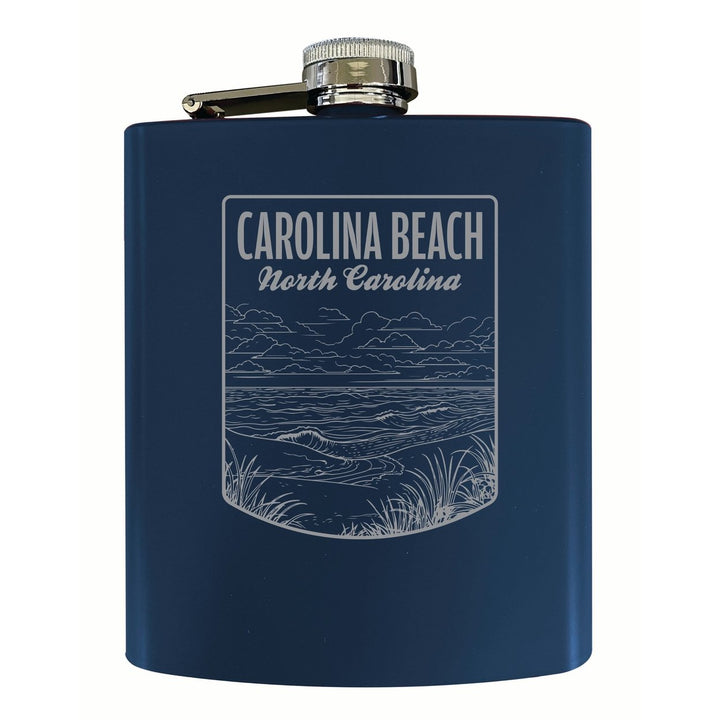 Carolina Beach North Carolina Souvenir 7 oz Engraved Steel Flask Matte Finish Image 1