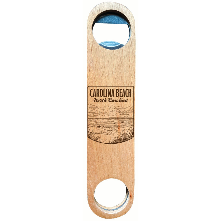 Carolina Beach North Carolina Souvenir Engraved Wooden Bottle Opener Image 1