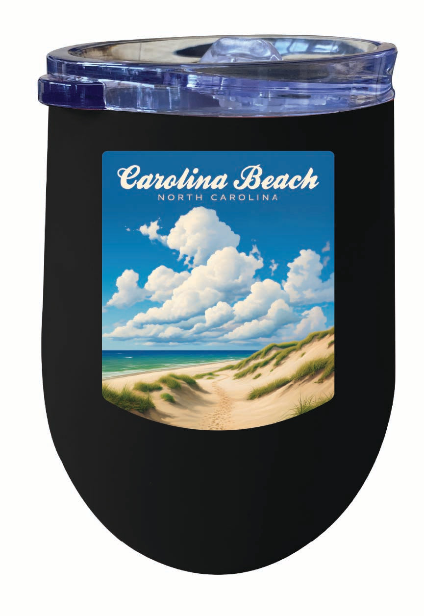 Carolina Beach North Carolina. Beach and Sand Dunes Design Souvenir 12 oz Insulated Wine Stainless Steel Tumbler Image 1