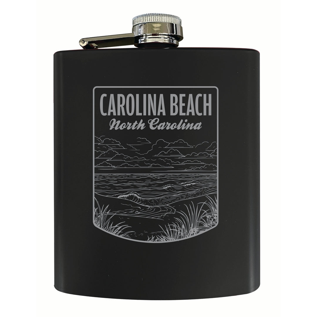 Carolina Beach North Carolina Souvenir 7 oz Engraved Steel Flask Matte Finish Image 4