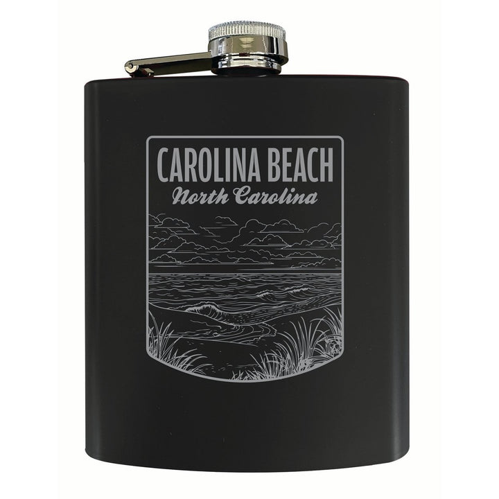 Carolina Beach North Carolina Souvenir 7 oz Engraved Steel Flask Matte Finish Image 1