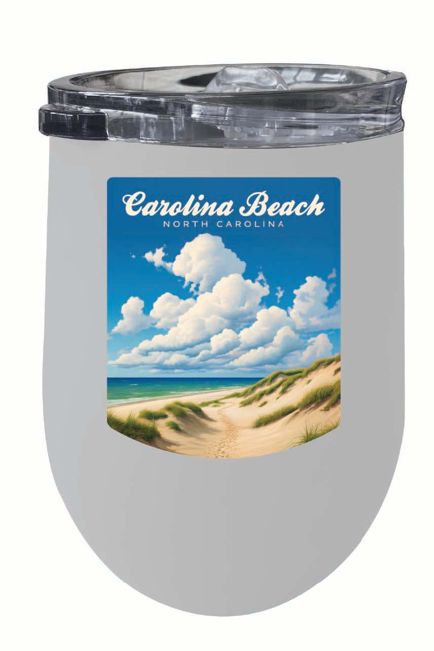 Carolina Beach North Carolina. Beach and Sand Dunes Design Souvenir 12 oz Insulated Wine Stainless Steel Tumbler Image 4