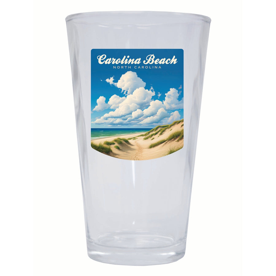 Carolina Beach North Carolina. Beach and Sand Dunes Design Souvenir 16 oz Pint Glass Image 1