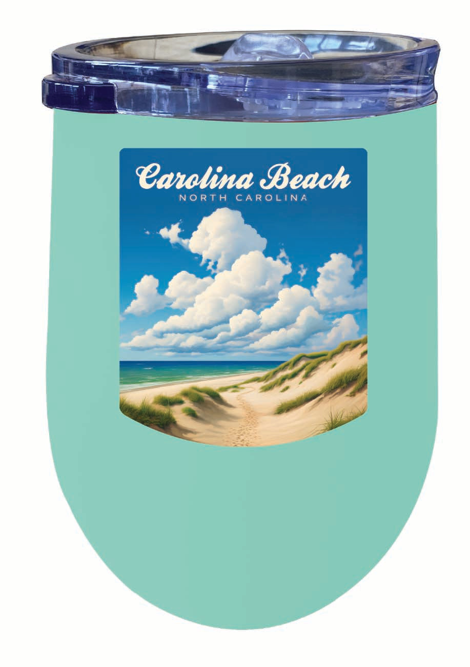 Carolina Beach North Carolina. Beach and Sand Dunes Design Souvenir 12 oz Insulated Wine Stainless Steel Tumbler Image 4