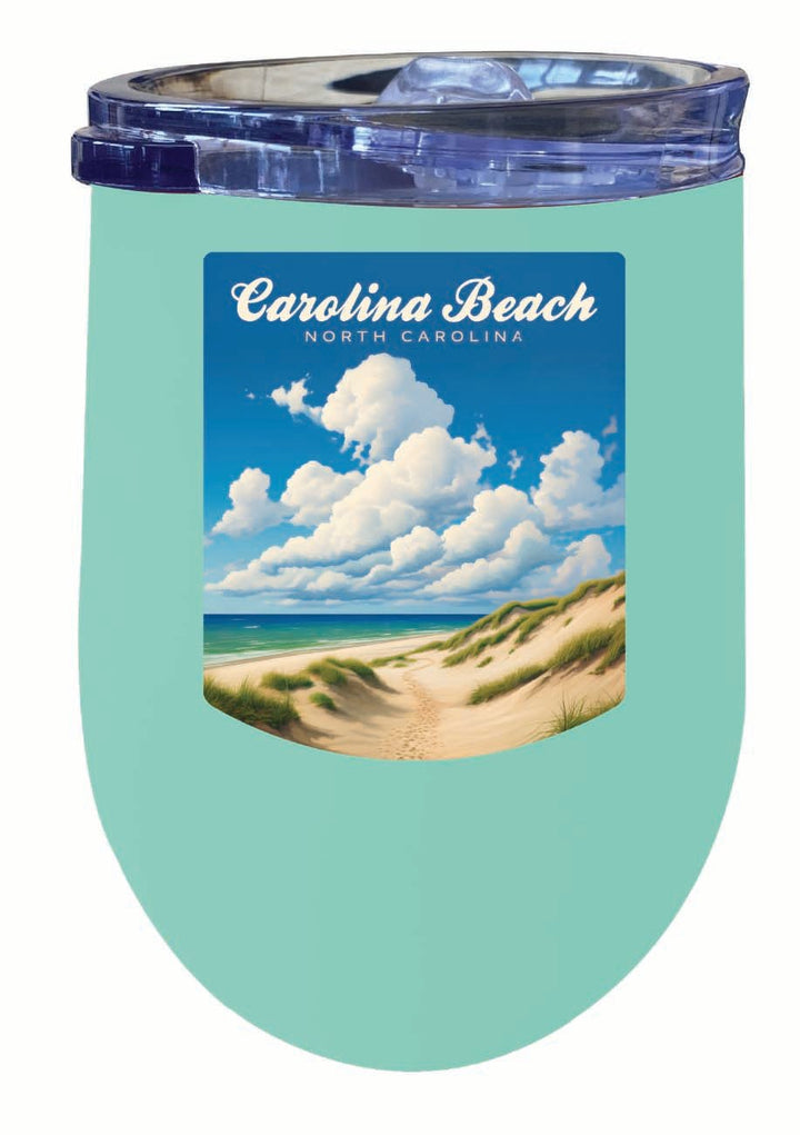 Carolina Beach North Carolina. Beach and Sand Dunes Design Souvenir 12 oz Insulated Wine Stainless Steel Tumbler Image 1