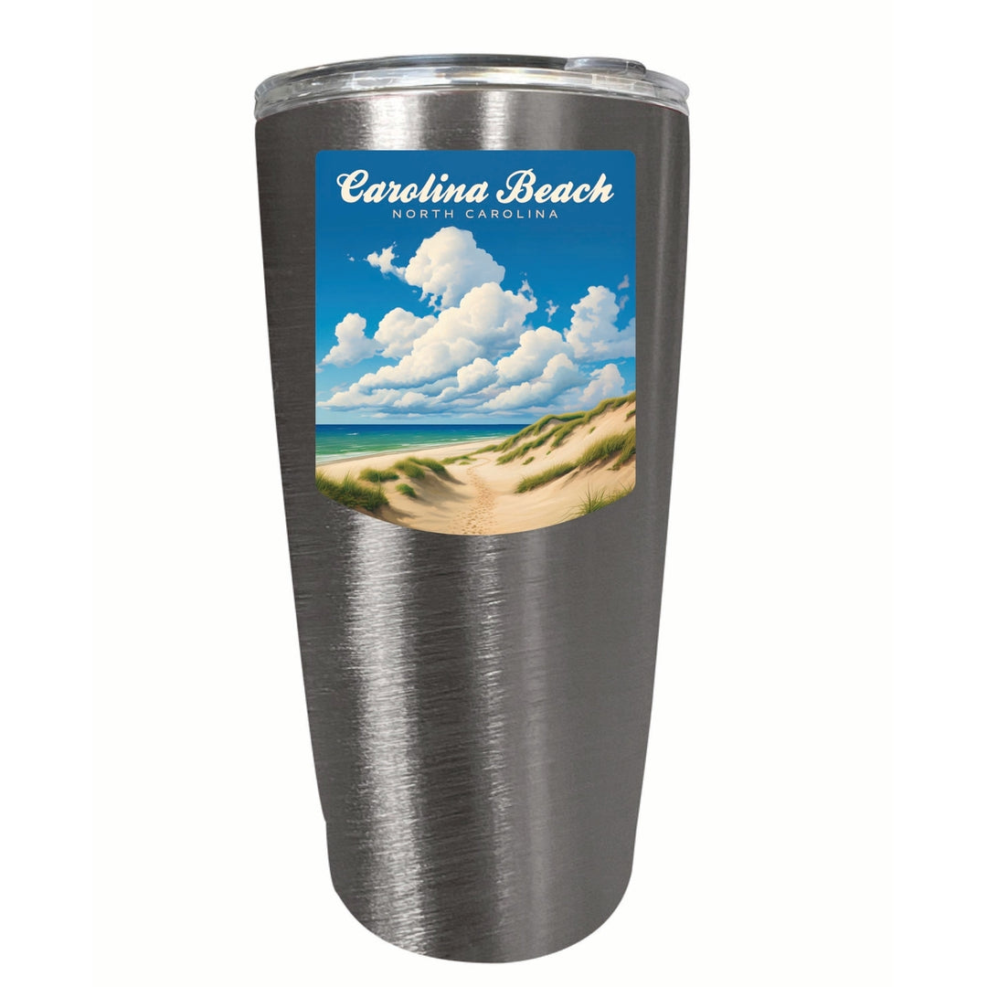 Carolina Beach North Carolina. Beach and Sand Dunes Design Souvenir 16 oz Insulated Tumbler STAINLESS STEEL Image 1