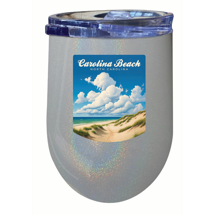 Carolina Beach North Carolina. Beach and Sand Dunes Design Souvenir 12 oz Insulated Wine Stainless Steel Tumbler Image 6