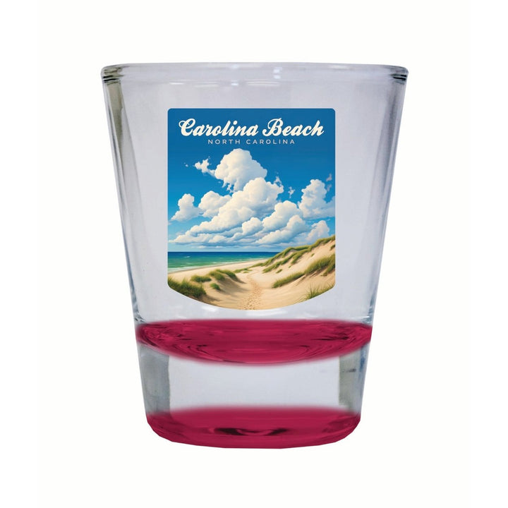 Carolina Beach North Carolina. Beach and Sand Dunes Design Souvenir 2 Ounce Shot Glass Round Image 3