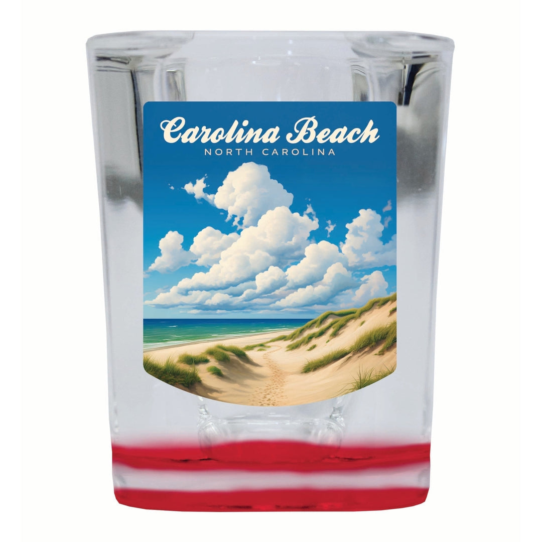 Carolina Beach North Carolina. Beach and Sand Dunes Design Souvenir 2 Ounce Shot Glass Square Image 1