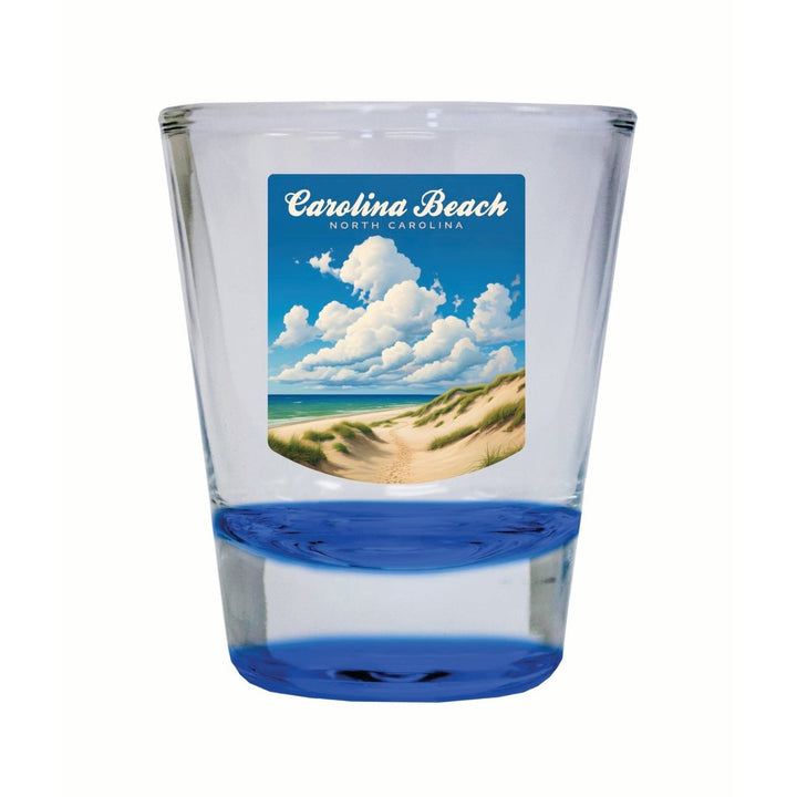 Carolina Beach North Carolina. Beach and Sand Dunes Design Souvenir 2 Ounce Shot Glass Round Image 4