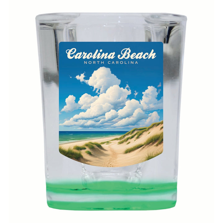 Carolina Beach North Carolina. Beach and Sand Dunes Design Souvenir 2 Ounce Shot Glass Square Image 2