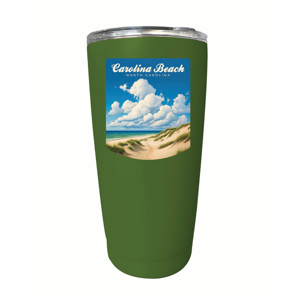 Carolina Beach North Carolina. Beach and Sand Dunes Design Souvenir 16 oz Insulated Tumbler STAINLESS STEEL Image 2