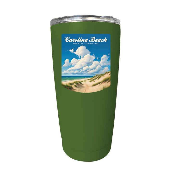 Carolina Beach North Carolina. Beach and Sand Dunes Design Souvenir 16 oz Insulated Tumbler STAINLESS STEEL Image 1