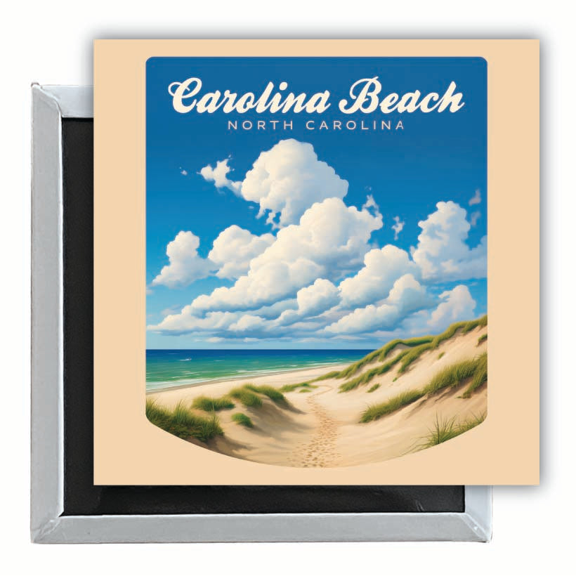 Carolina Beach North Carolina. Beach and Sand Dunes Design Souvenir 2.5 x 2.5-Inch Fridge Magnet Image 1