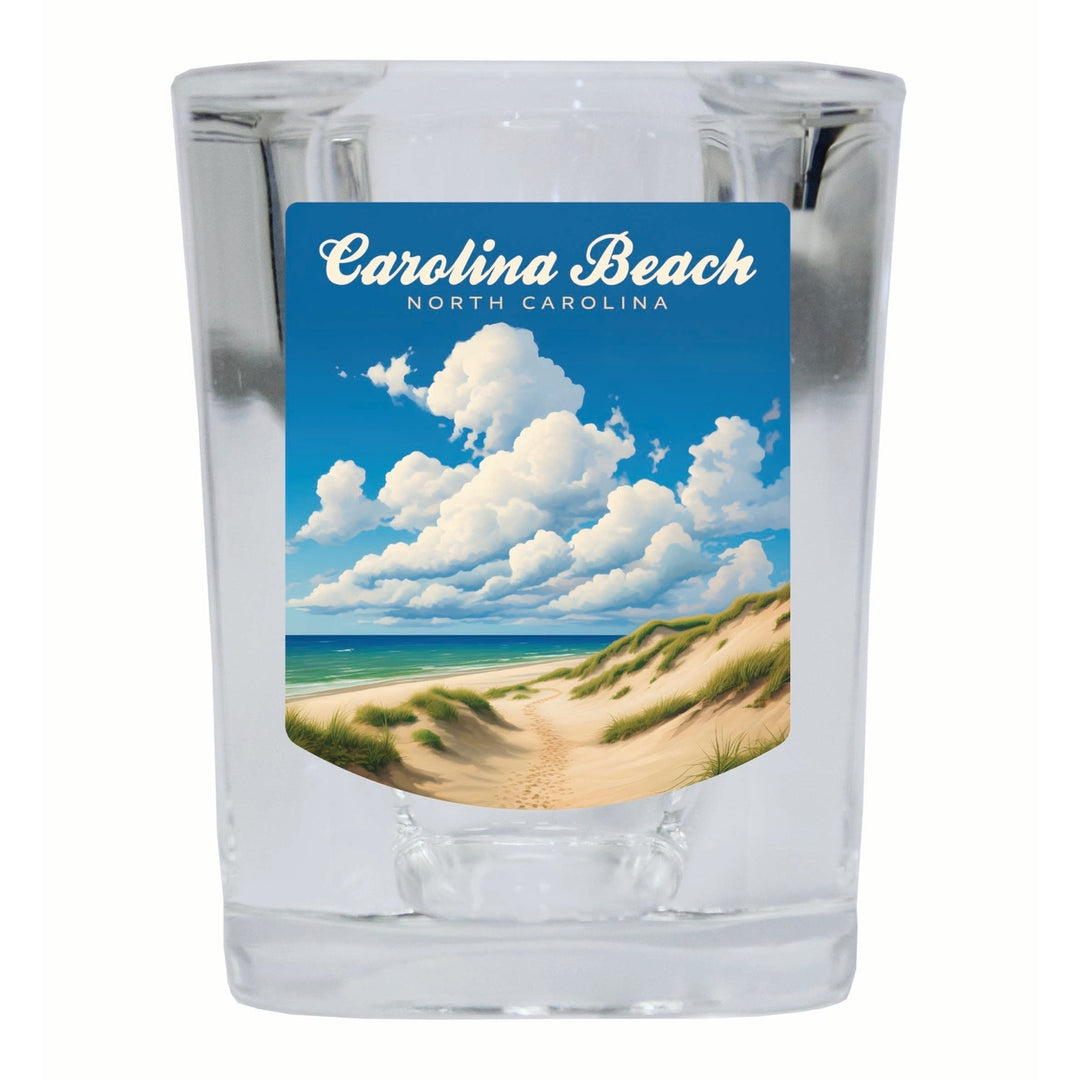 Carolina Beach North Carolina. Beach and Sand Dunes Design Souvenir 2 Ounce Shot Glass Square Image 3