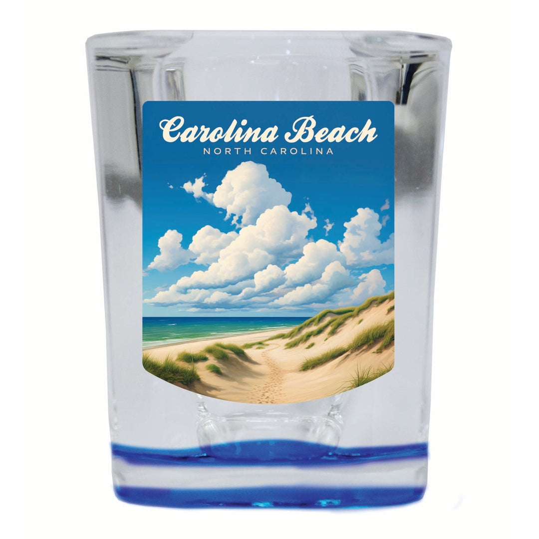 Carolina Beach North Carolina. Beach and Sand Dunes Design Souvenir 2 Ounce Shot Glass Square Image 4