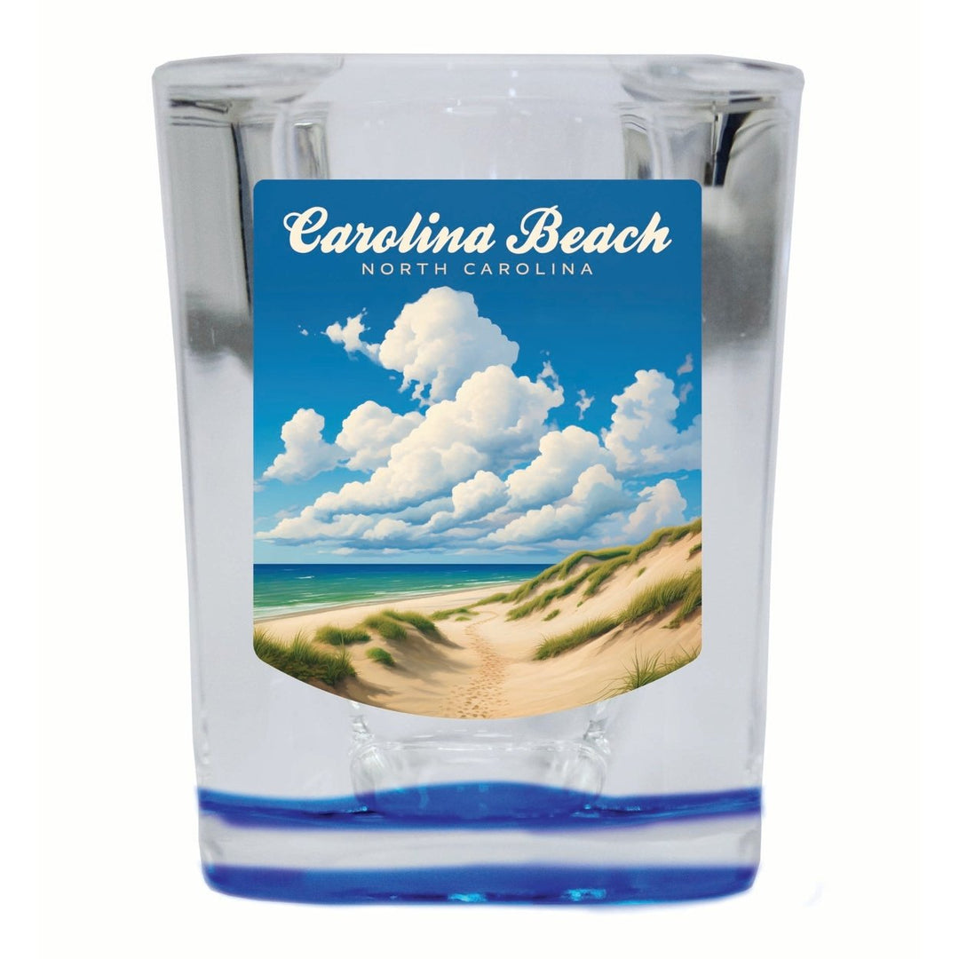 Carolina Beach North Carolina. Beach and Sand Dunes Design Souvenir 2 Ounce Shot Glass Square Image 1