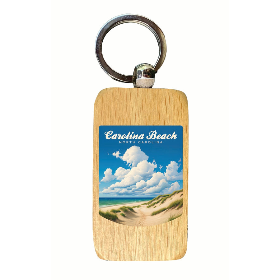 Carolina Beach North Carolina. Beach and Sand Dunes Design Souvenir 2.5x1-Inch Souvenir Wooden Keychain Image 1