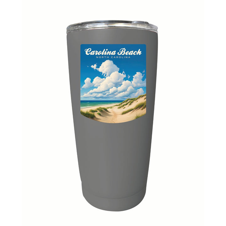 Carolina Beach North Carolina. Beach and Sand Dunes Design Souvenir 16 oz Insulated Tumbler STAINLESS STEEL Image 4