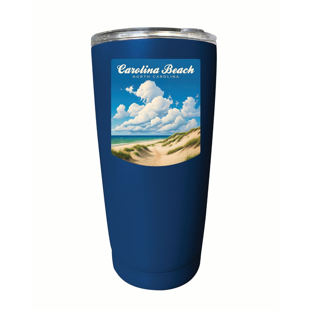 Carolina Beach North Carolina. Beach and Sand Dunes Design Souvenir 16 oz Insulated Tumbler STAINLESS STEEL Image 1