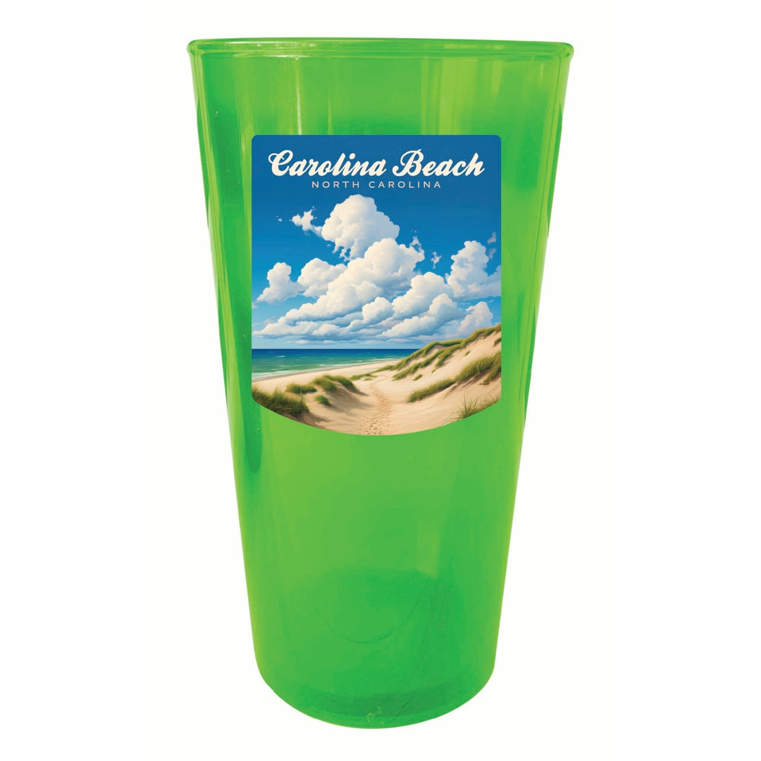 Carolina Beach North Carolina. Beach and Sand Dunes Design Souvenir Plastic 16 oz pint Image 1