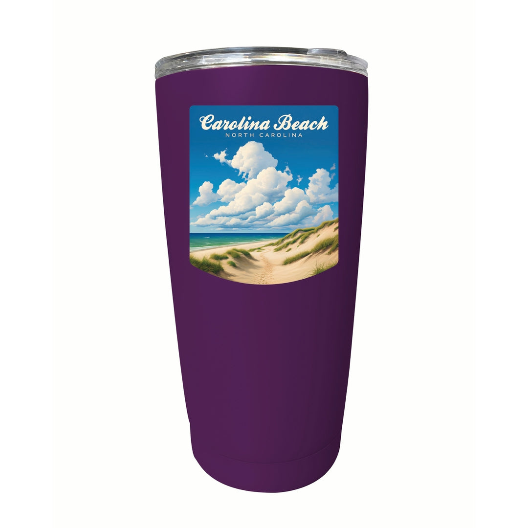 Carolina Beach North Carolina. Beach and Sand Dunes Design Souvenir 16 oz Insulated Tumbler STAINLESS STEEL Image 8