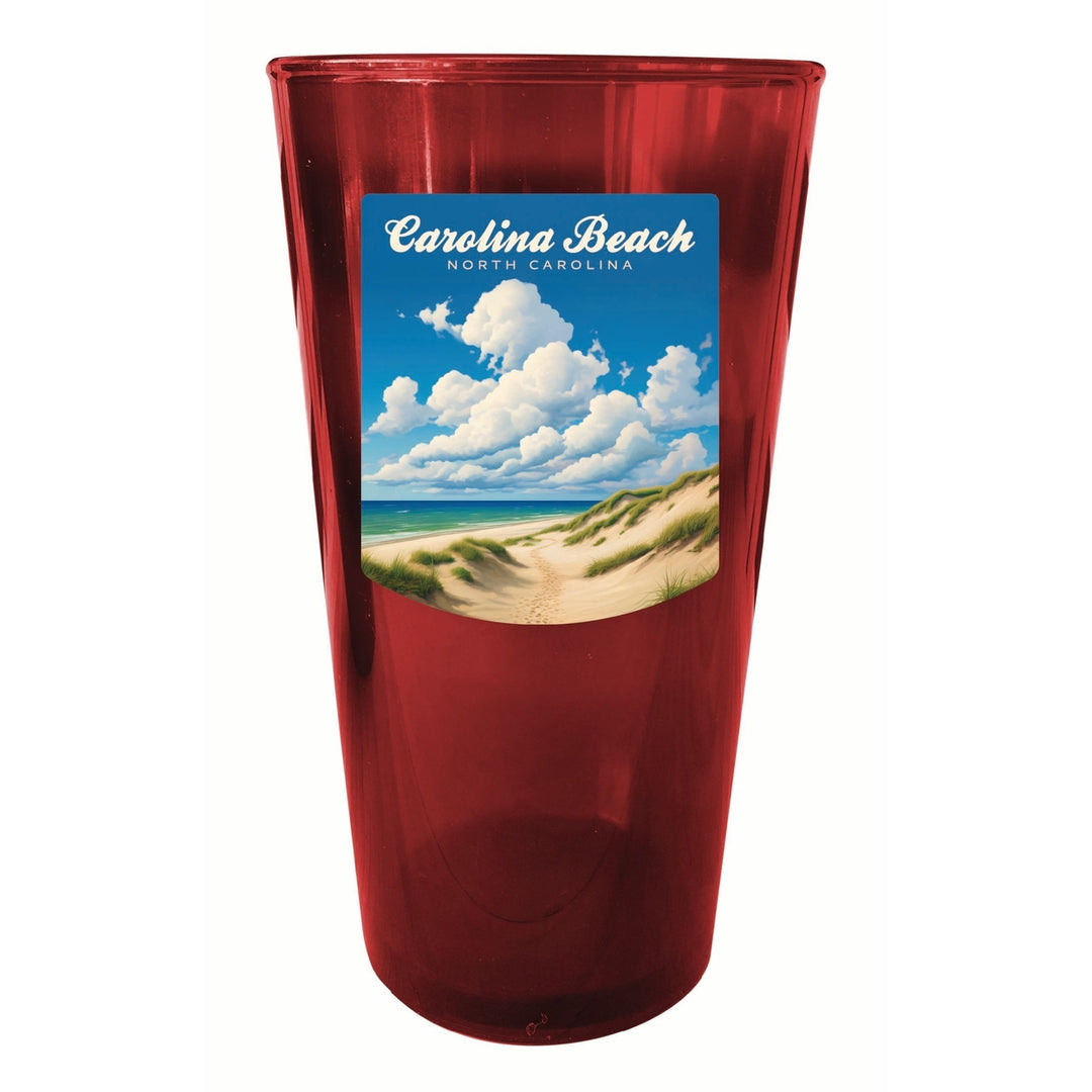 Carolina Beach North Carolina. Beach and Sand Dunes Design Souvenir Plastic 16 oz pint Image 3