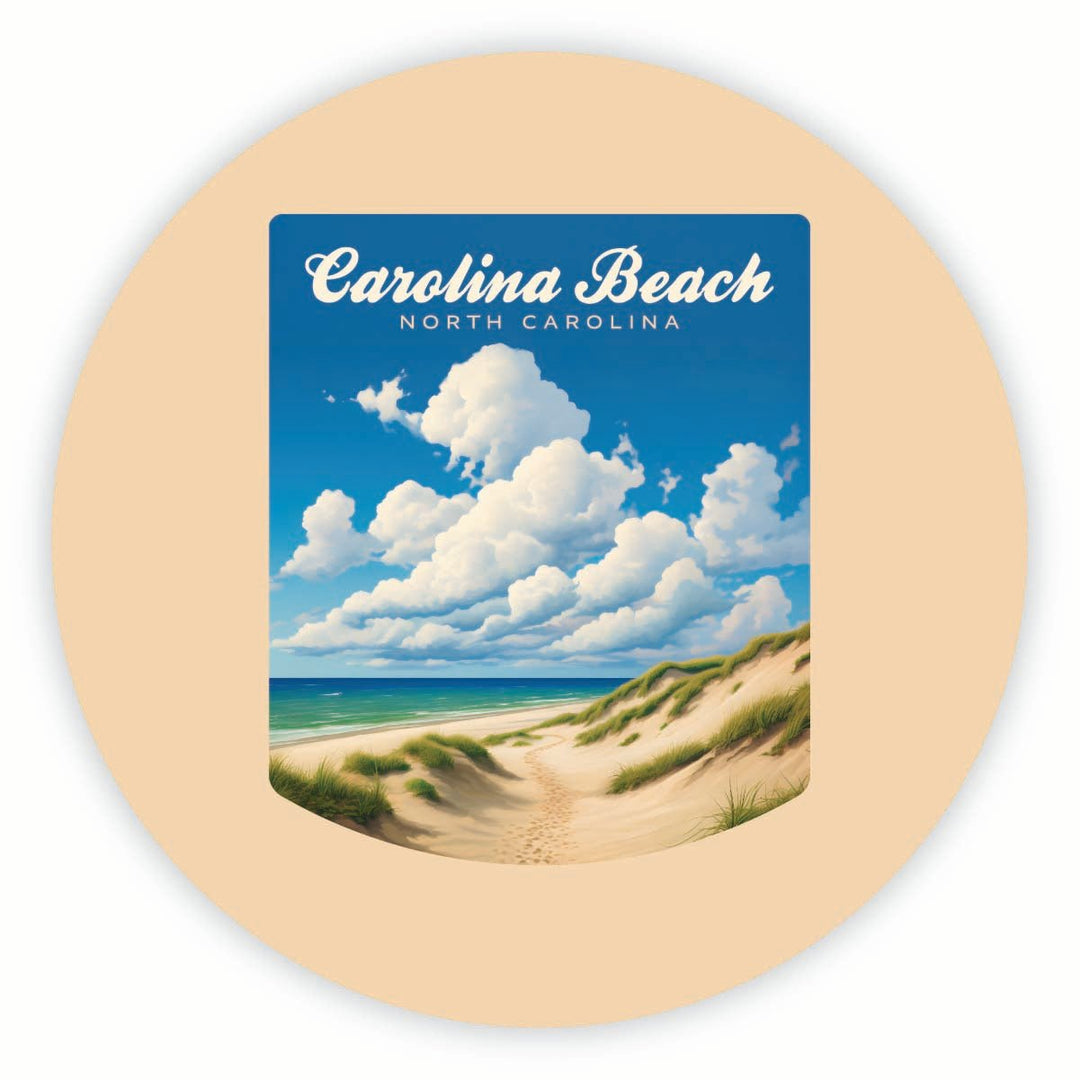 Carolina Beach North Carolina. Beach and Sand Dunes Design Souvenir Round Vinyl Decal Sticker Image 1