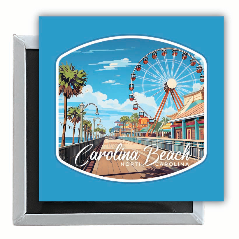 Carolina Beach North Carolina. Carolina Beach Pier Design Souvenir 2.5 x 2.5-Inch Fridge Magnet Image 1