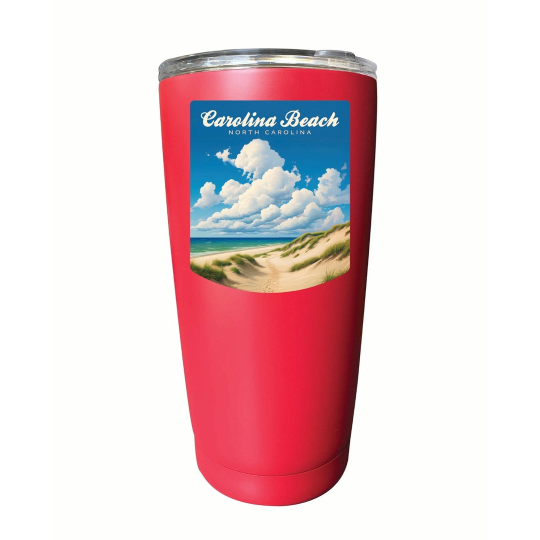 Carolina Beach North Carolina. Beach and Sand Dunes Design Souvenir 16 oz Insulated Tumbler STAINLESS STEEL Image 9