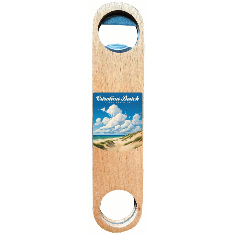 Carolina Beach North Carolina. Beach and Sand Dunes Design Souvenir Wooden Bottle Opener Image 1