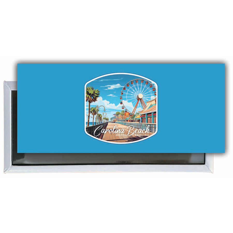 Carolina Beach North Carolina. Carolina Beach Pier Design Souvenir Fridge Magnet 4.75 x 2 Inch Image 1