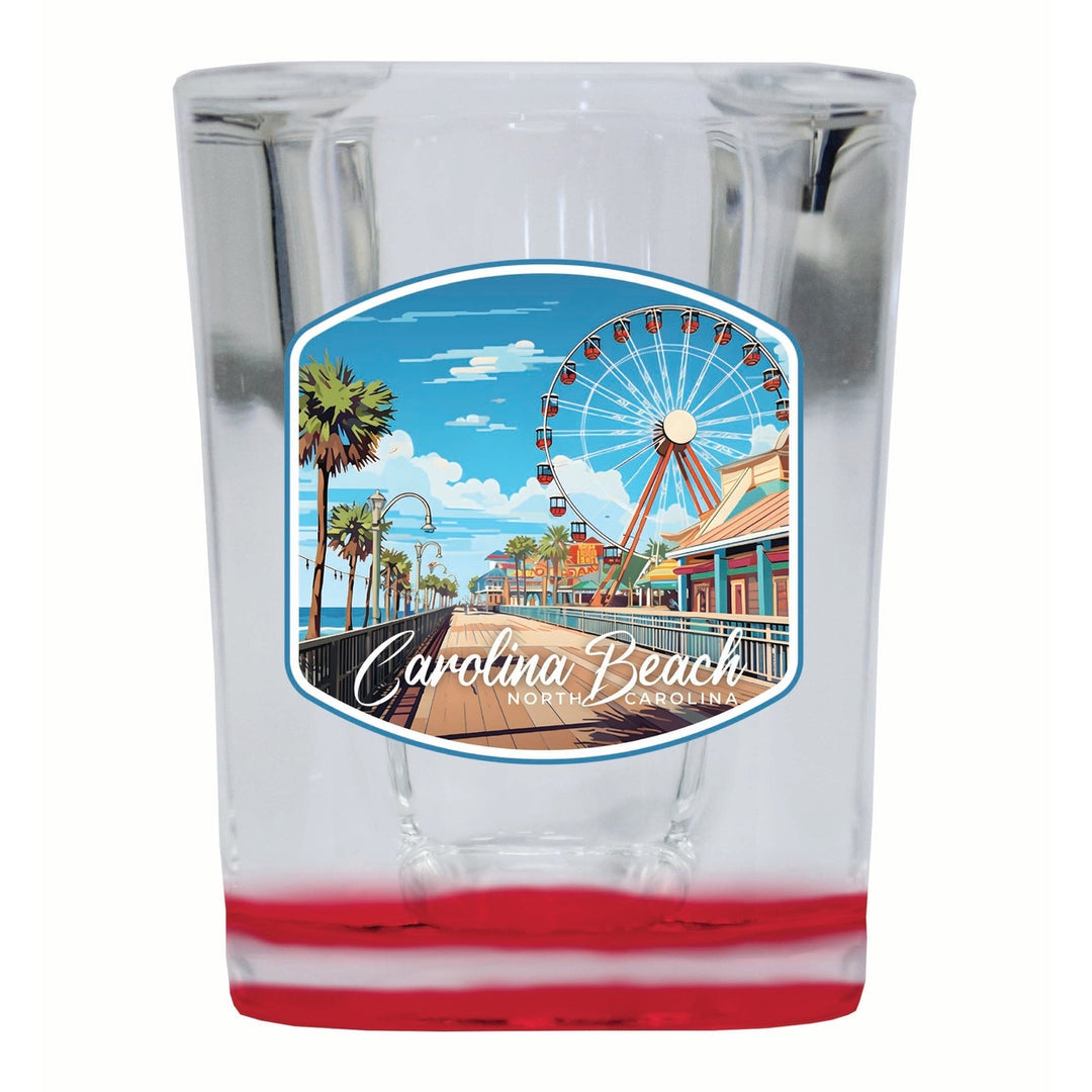 Carolina Beach North Carolina. Carolina Beach Pier Design Souvenir 2 Ounce Shot Glass Square Image 3