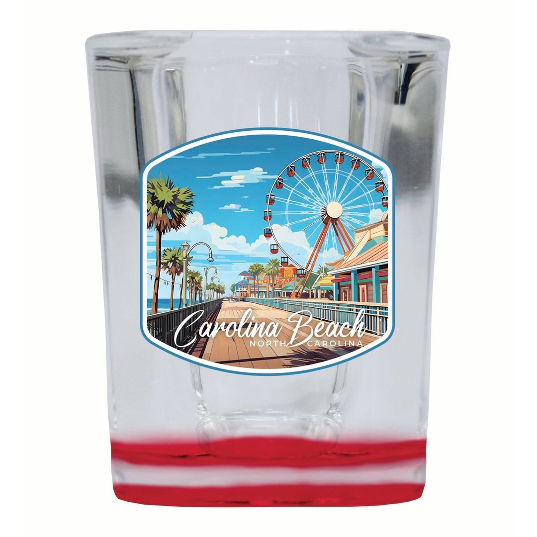 Carolina Beach North Carolina. Carolina Beach Pier Design Souvenir 2 Ounce Shot Glass Square Image 1