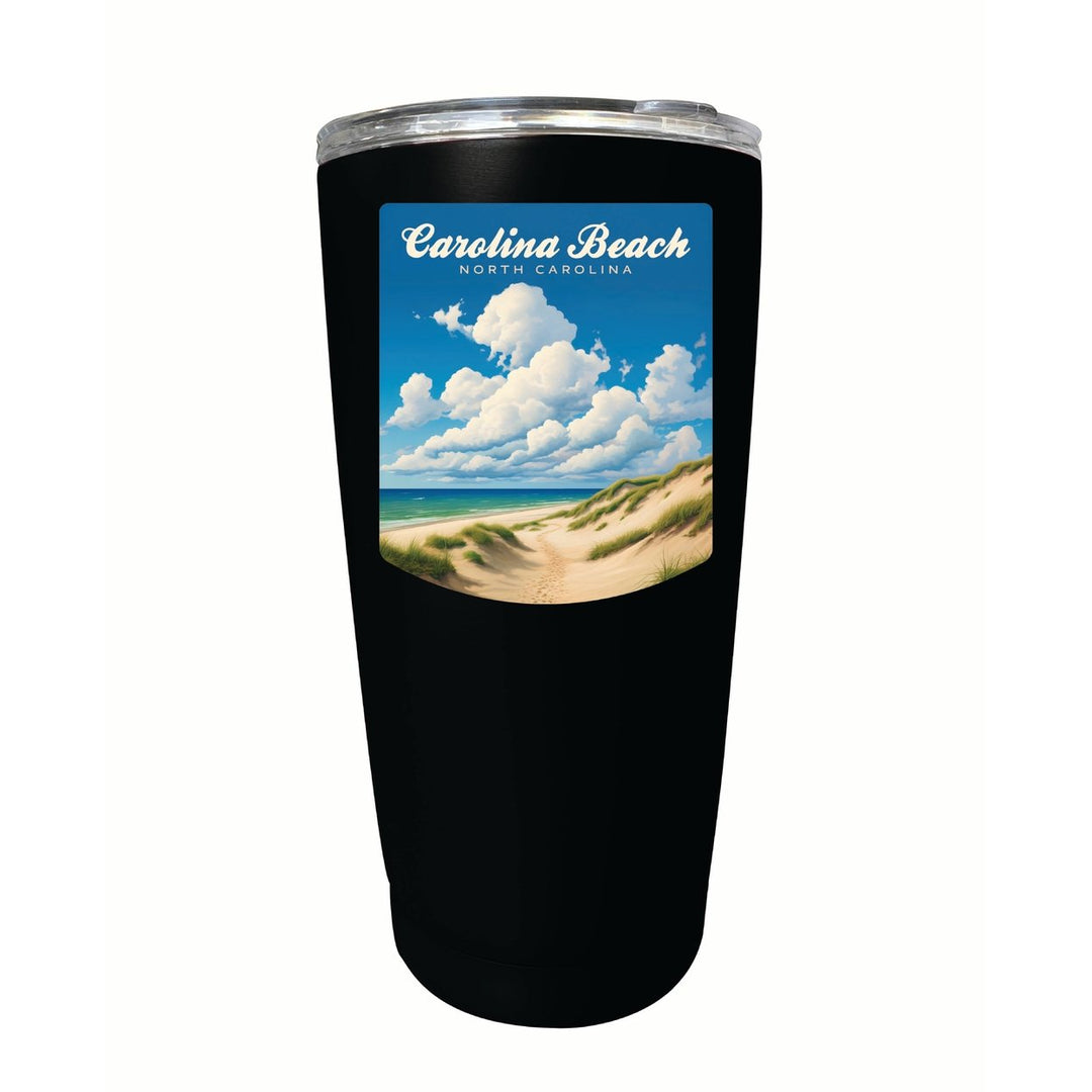 Carolina Beach North Carolina. Beach and Sand Dunes Design Souvenir 16 oz Insulated Tumbler STAINLESS STEEL Image 11