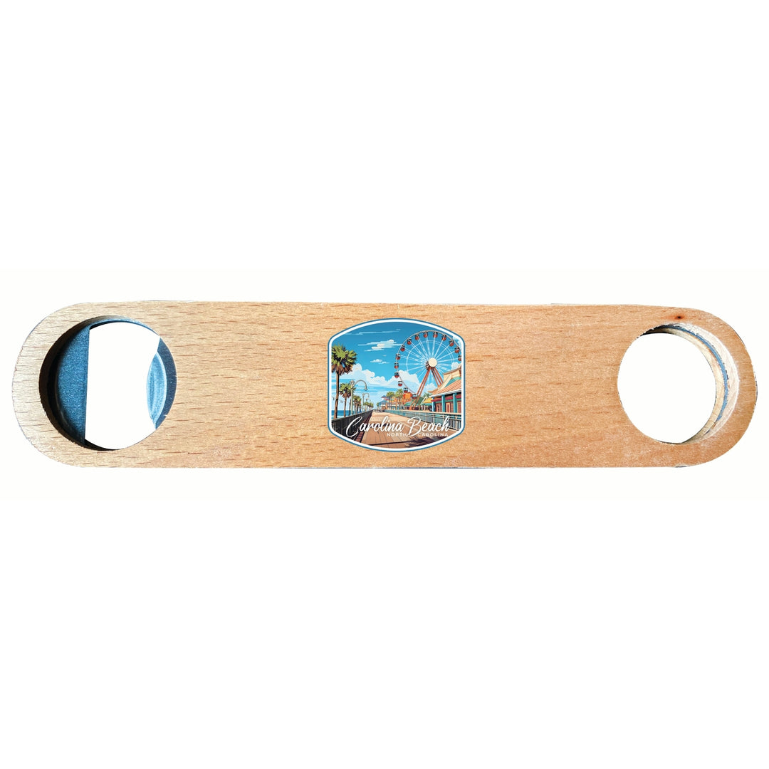 Carolina Beach North Carolina. Carolina Beach Pier Design Souvenir Wooden Bottle Opener Image 1