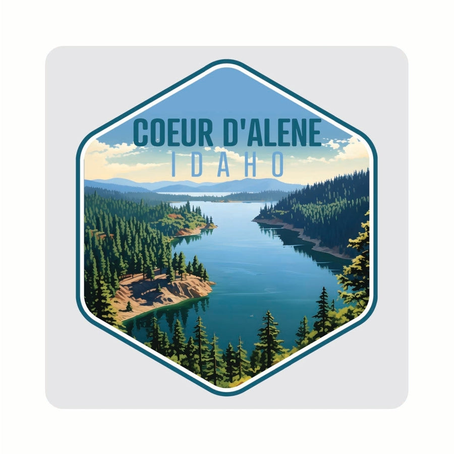 Coeur DAlene Idaho Aerial Lake Design Souvenir 4x4-Inch Coaster Acrylic 4 Pack Image 1