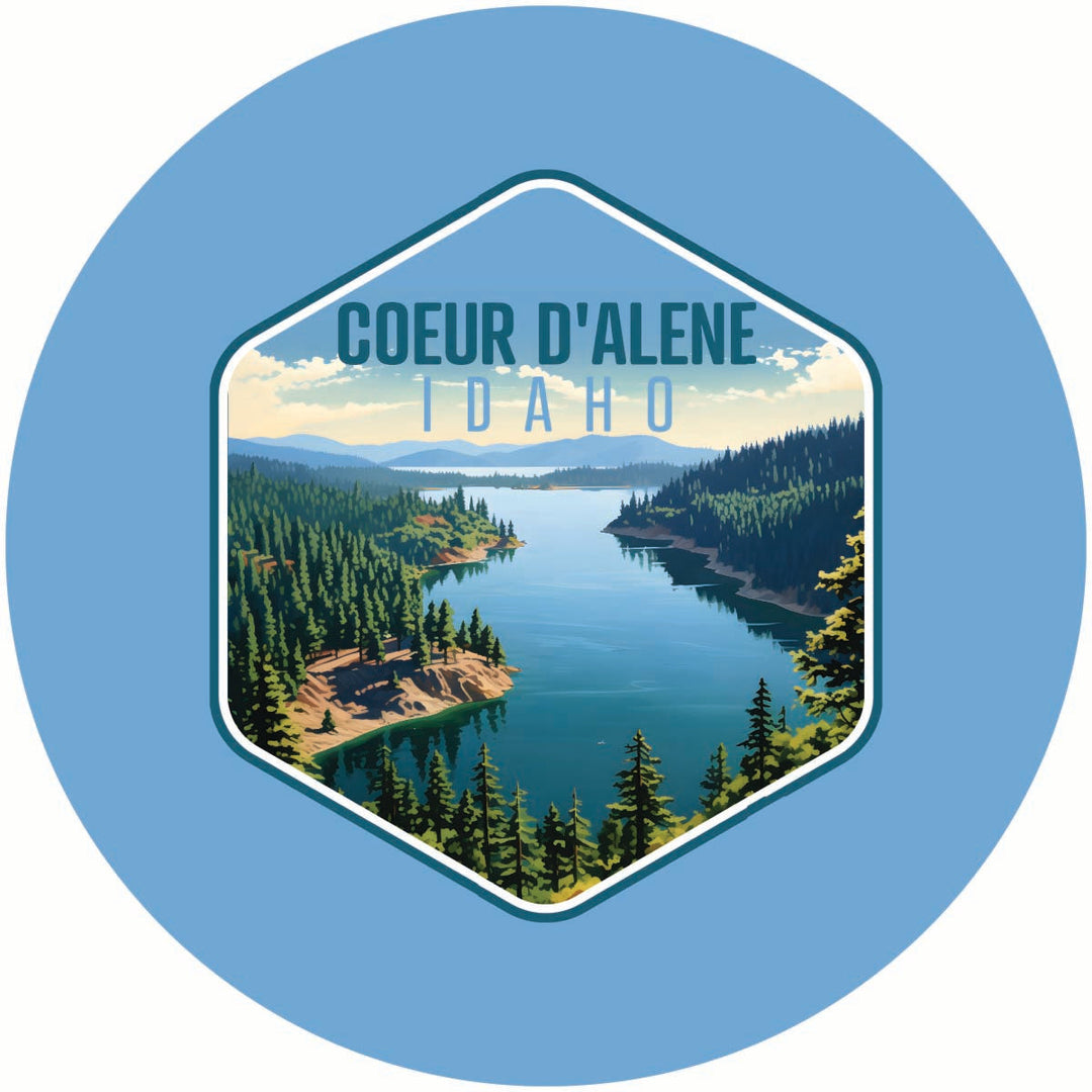 Coeur DAlene Idaho Aerial Lake Design Souvenir Coaster Paper 4 Pack Image 1