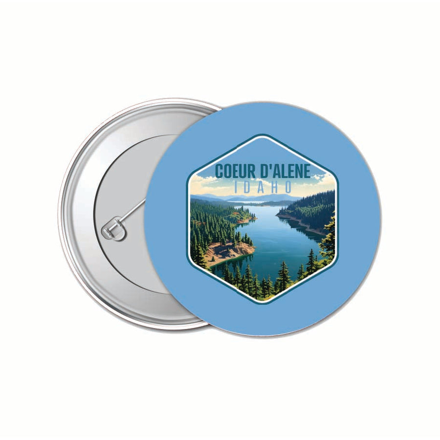 Coeur DAlene Idaho Aerial Lake Design Souvenir Small 1-Inch Button Pin 4 Pack Image 1