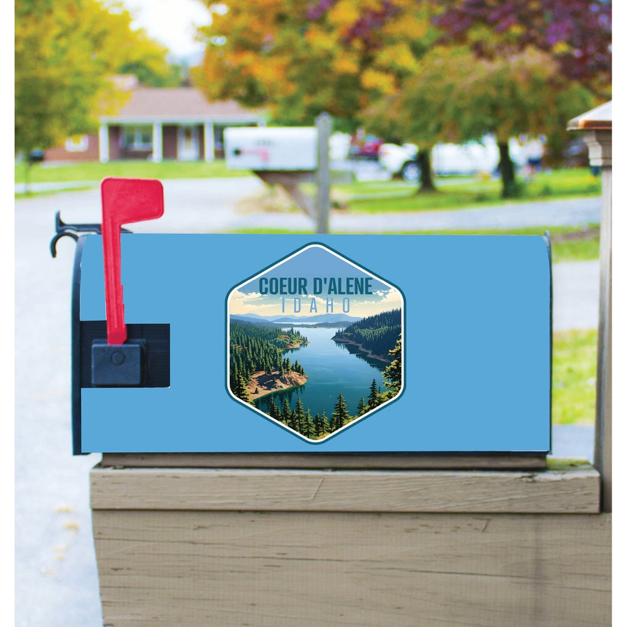 Coeur DAlene Idaho Aerial Lake Design Souvenir Magnetic Mailbox Cover Image 1