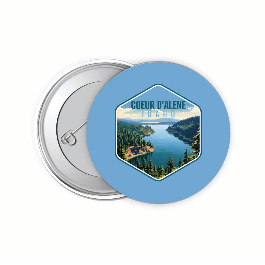 Coeur DAlene Idaho Aerial Lake Design Souvenir Small 2-Inch Button Pin 4 Pack Image 1