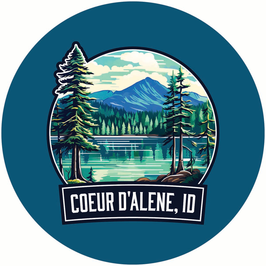 Coeur DAlene Idaho Mountain Lake Illustration Design Souvenir Coaster Paper 4 Pack Image 1