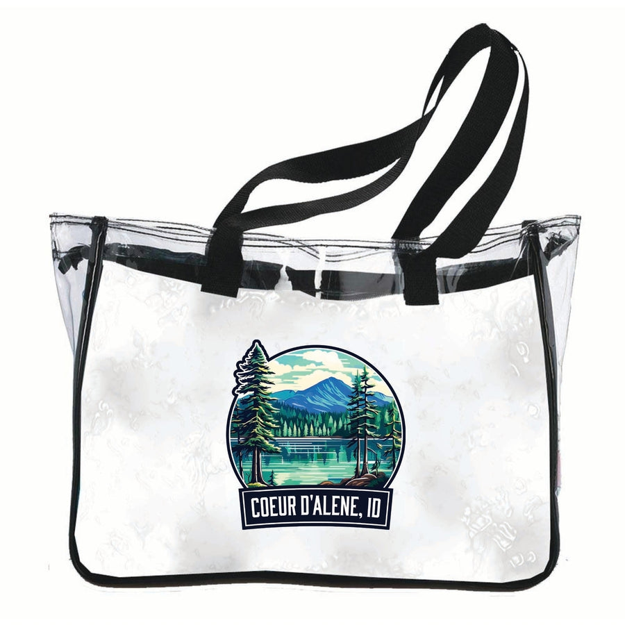 Coeur DAlene Idaho Mountain Lake Illustration Design Souvenir Clear Tote Bag Image 1