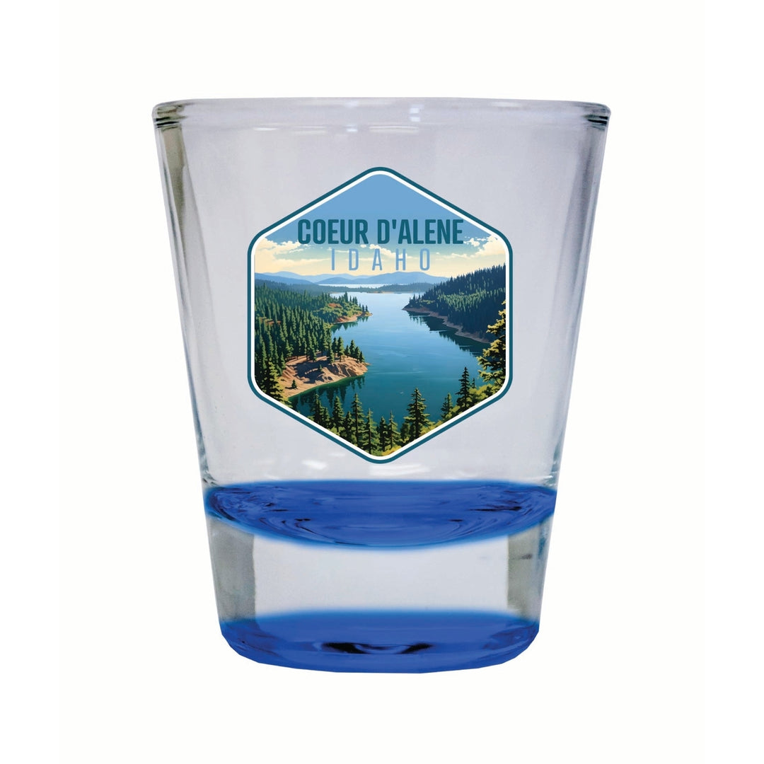 Coeur DAlene Idaho Aerial Lake Design Souvenir 2 Ounce Shot Glass Round Image 1