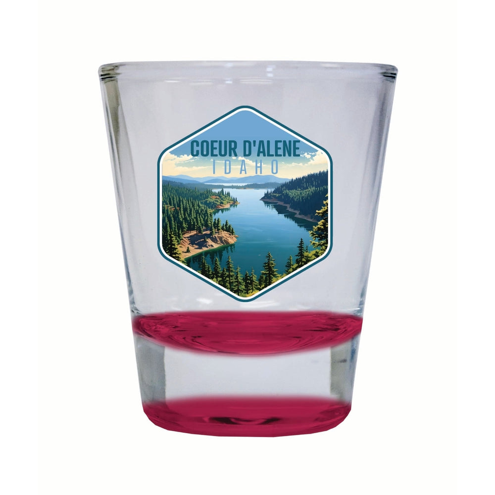 Coeur DAlene Idaho Aerial Lake Design Souvenir 2 Ounce Shot Glass Round Image 2