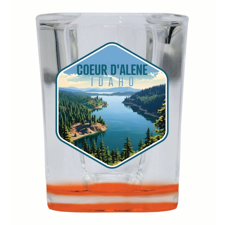 Coeur DAlene Idaho Aerial Lake Design Souvenir 2 Ounce Shot Glass Square Image 2