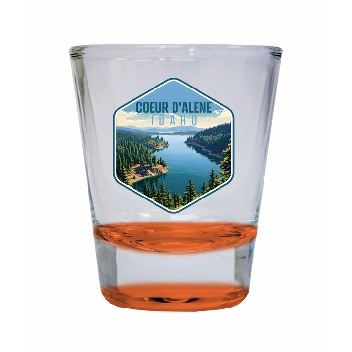 Coeur DAlene Idaho Aerial Lake Design Souvenir 2 Ounce Shot Glass Round Image 3