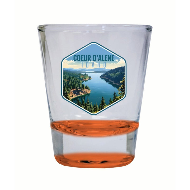 Coeur DAlene Idaho Aerial Lake Design Souvenir 2 Ounce Shot Glass Round Image 1