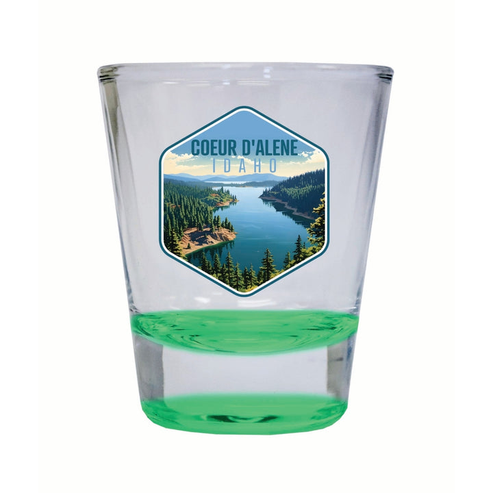 Coeur DAlene Idaho Aerial Lake Design Souvenir 2 Ounce Shot Glass Round Image 4