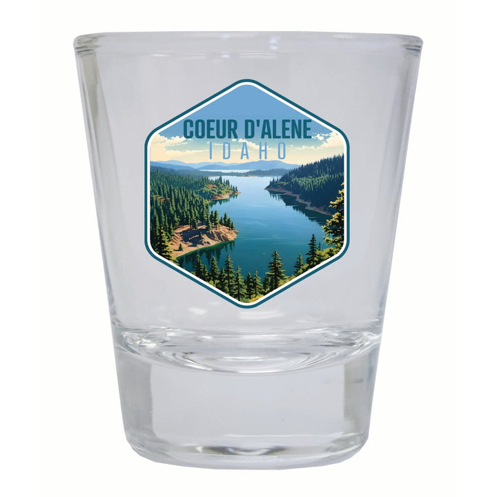 Coeur DAlene Idaho Aerial Lake Design Souvenir 2 Ounce Shot Glass Round Image 4